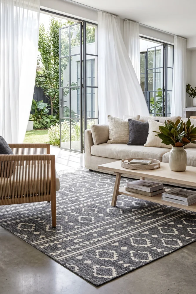 Alaska Indoor Outdoor 33 Grey Cream Rug - Image 3