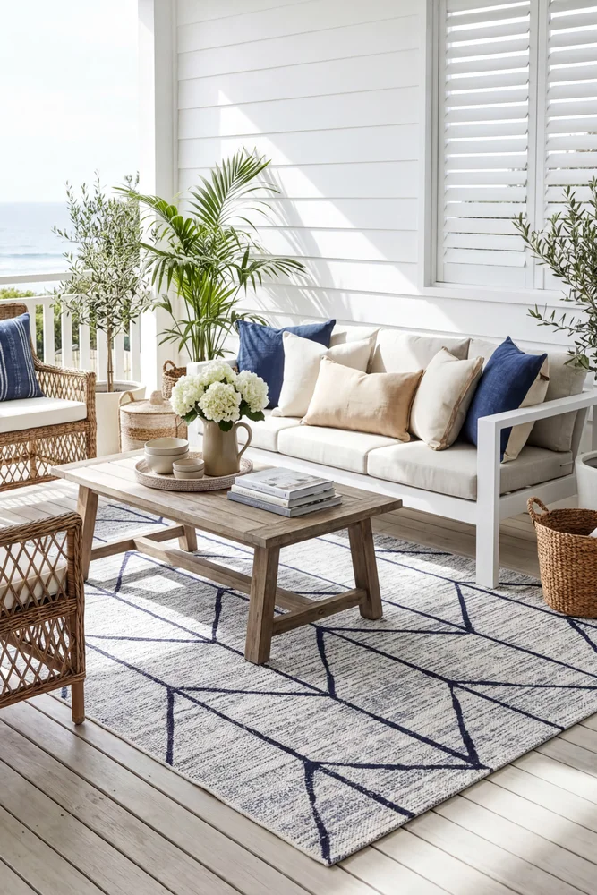 Mirada Cream Blue Outdoor Rug - Image 2