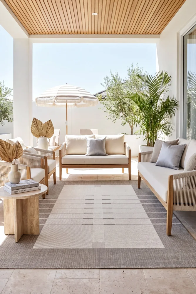 Samba Beige Cream Outdoor Rug - Image 2