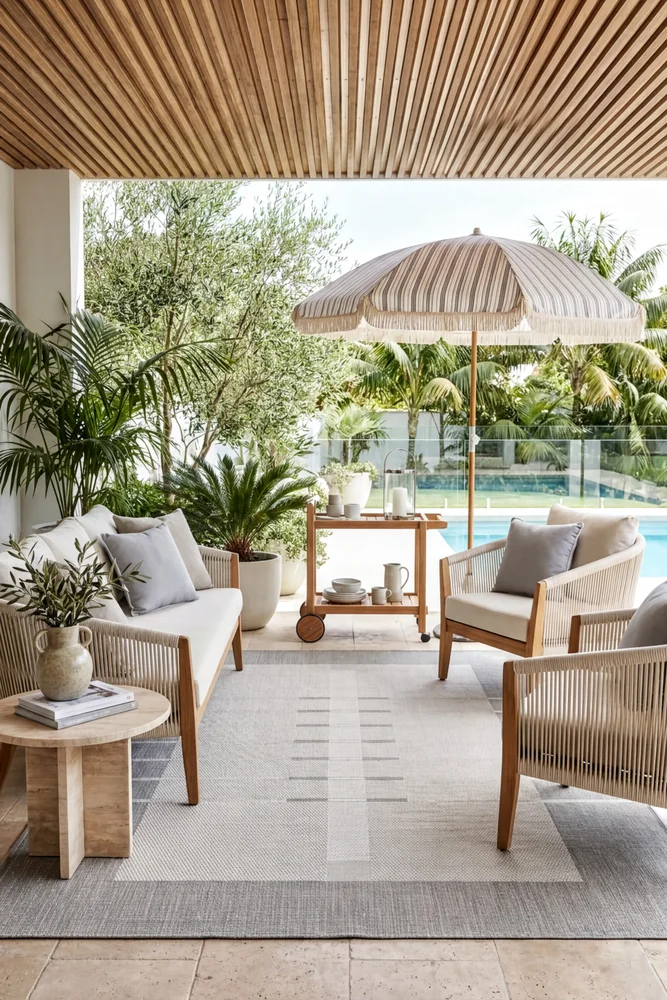 Samba Silver Cream Outdoor Rug - Image 2