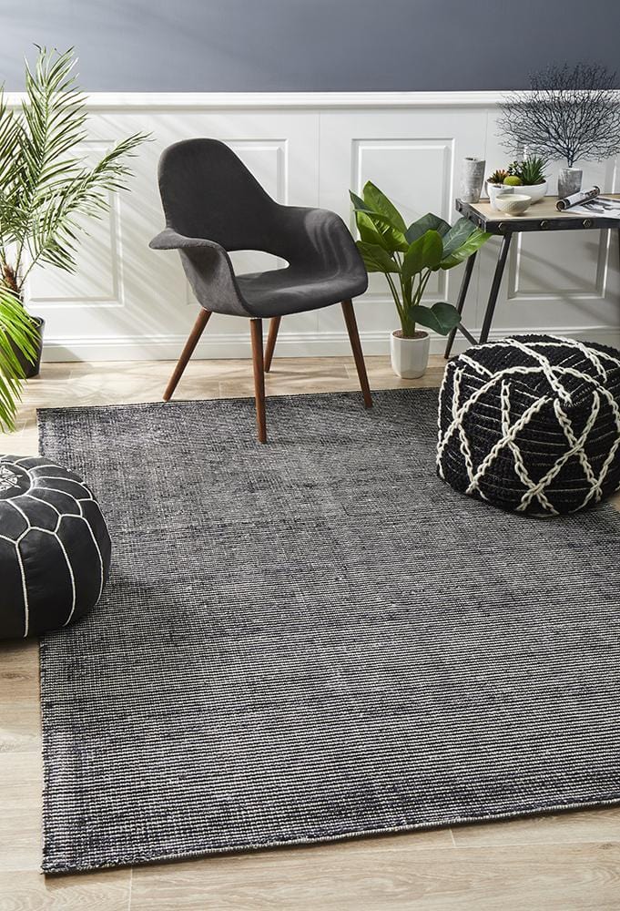 Allure Black Cotton Rayon Rug - Image 3