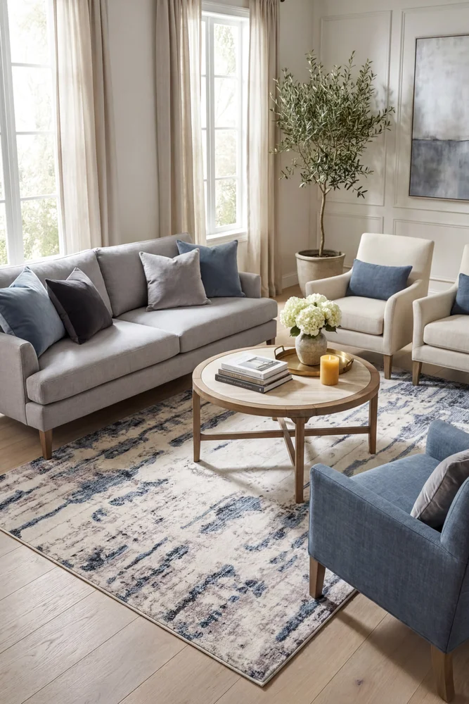 Anini Blue Machine Washable Rug - Image 2