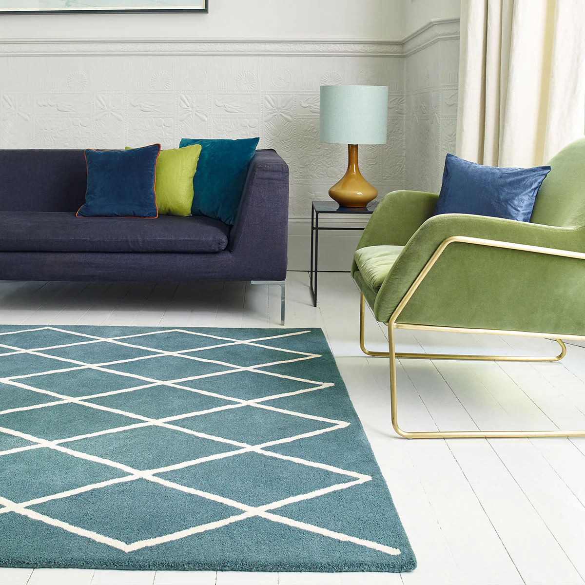 Asiatic Albany Diamond Teal Rug - Image 2
