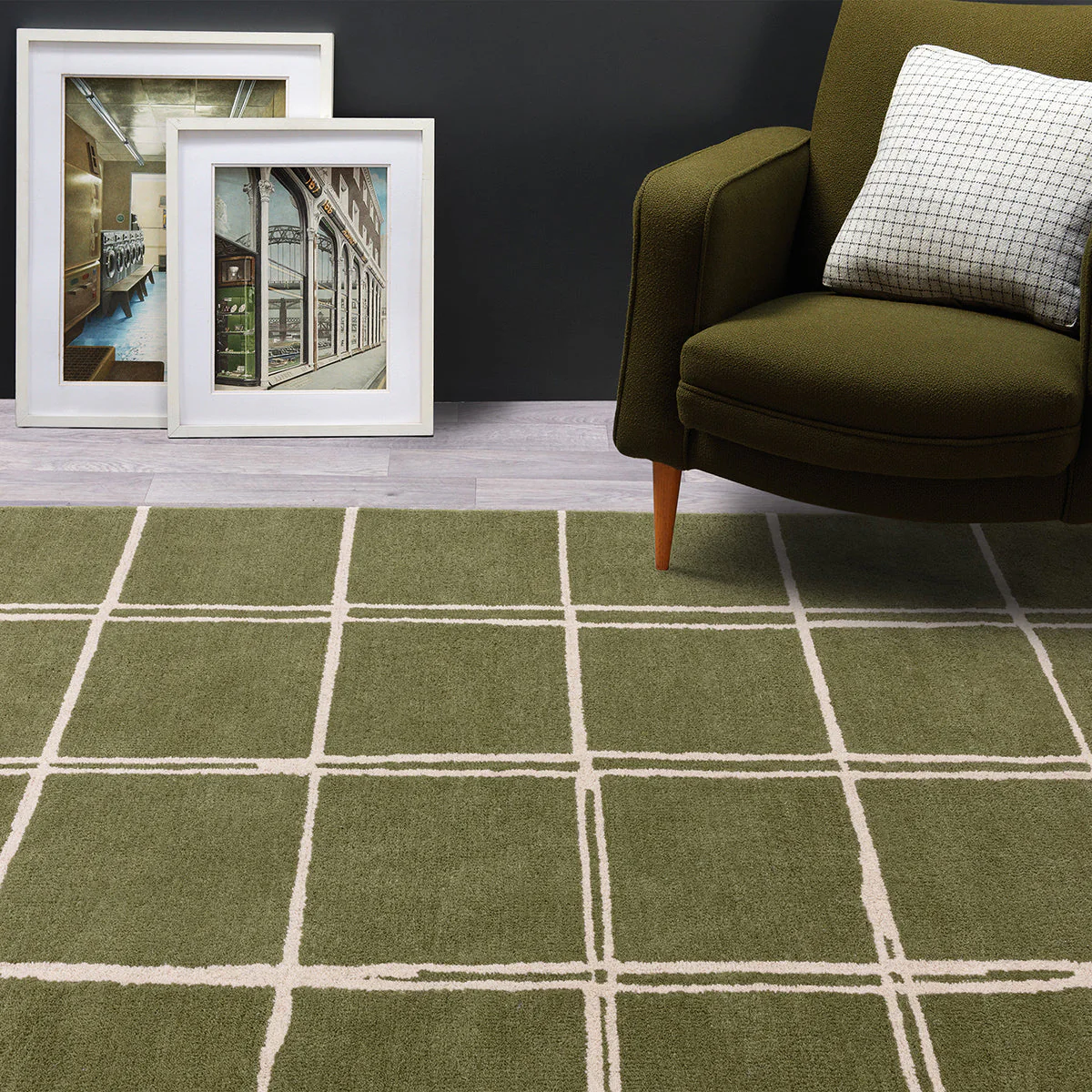 Asiatic Albany Grid Olive Rug - Image 2
