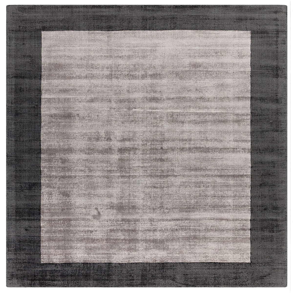 Asiatic Blade Border Charcoal Silver Square Rug