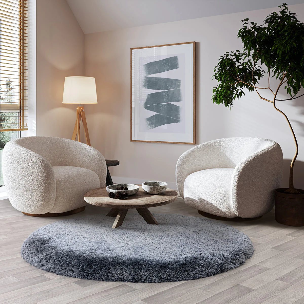 Asiatic Plush Airforce Blue Round Rug - Image 2