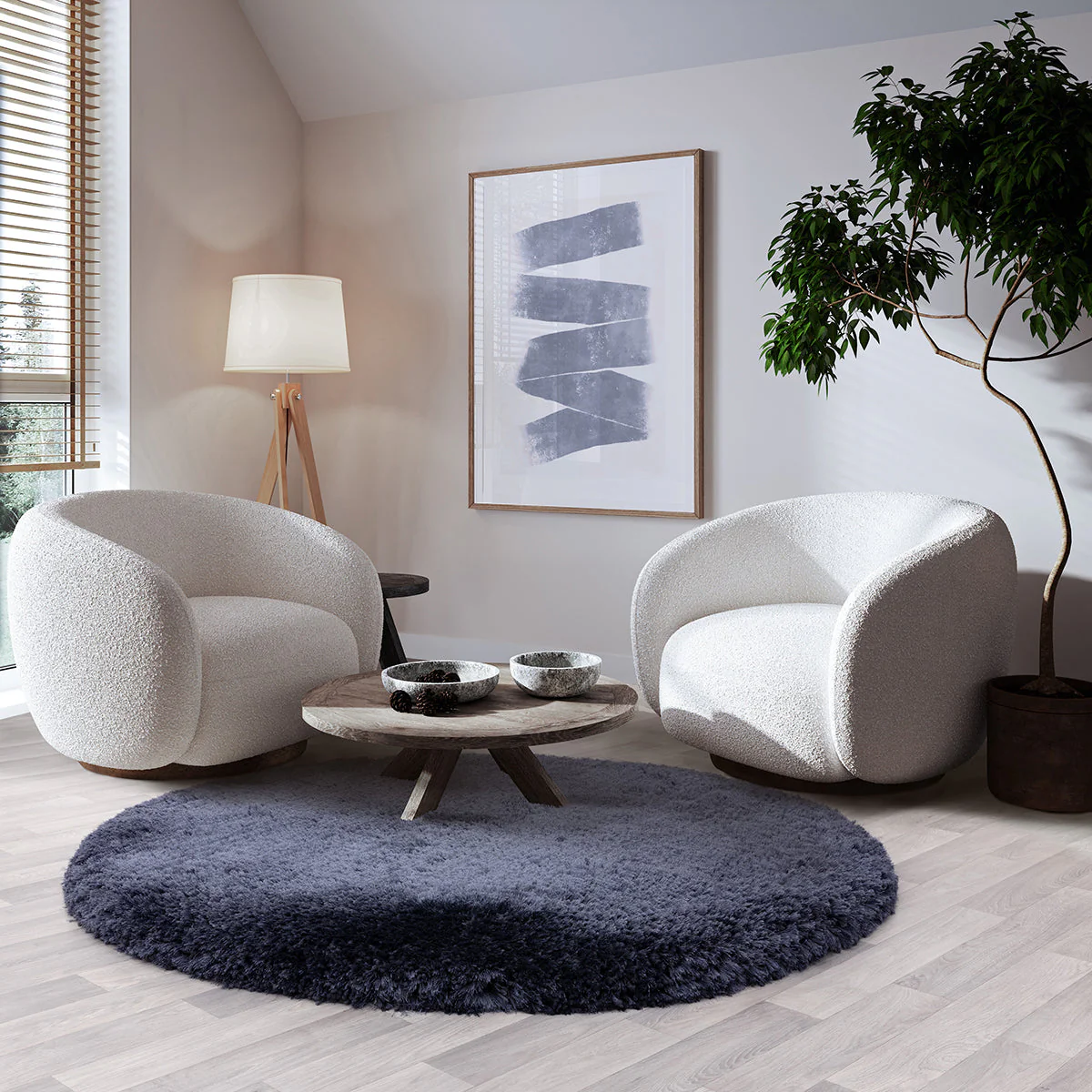 Asiatic Plush Navy Round Rug - Image 2