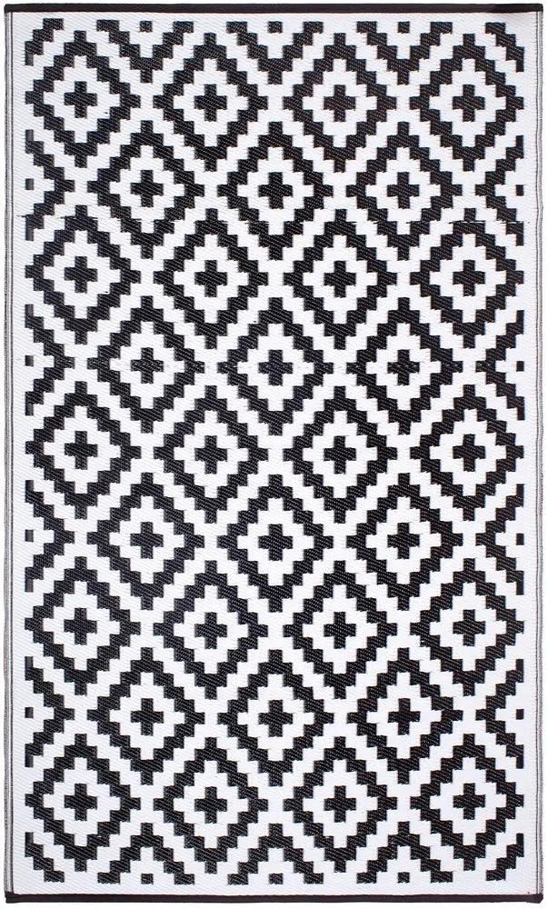 Aztec Black & White Foldable Outdoor Rug - Image 4
