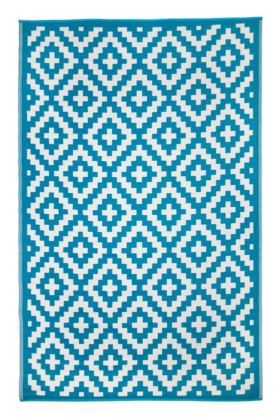 Aztec Teal & White Ougdoor Rug - Image 4