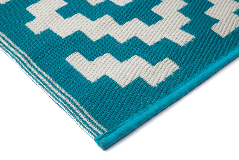 Aztec Teal & White Ougdoor Rug - Image 5