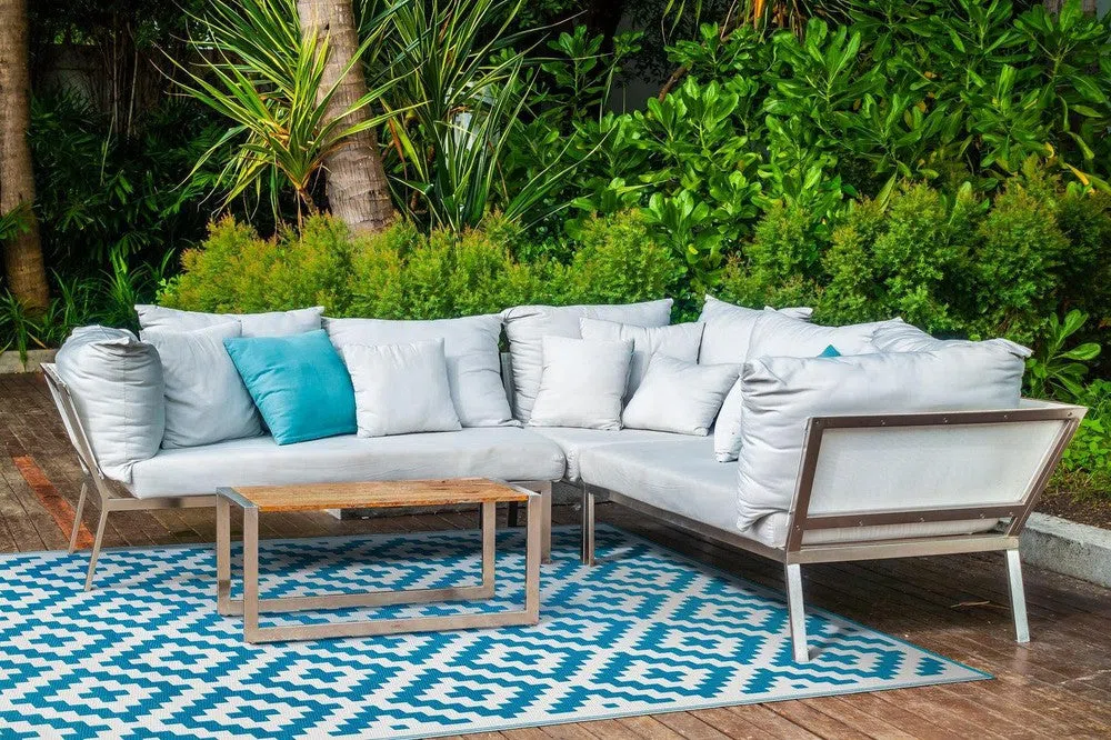 Aztec Teal & White Ougdoor Rug - Image 7
