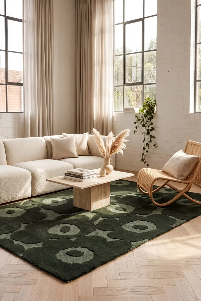 Marimekko Unikko Dark Green 132207 Rug - Image 2