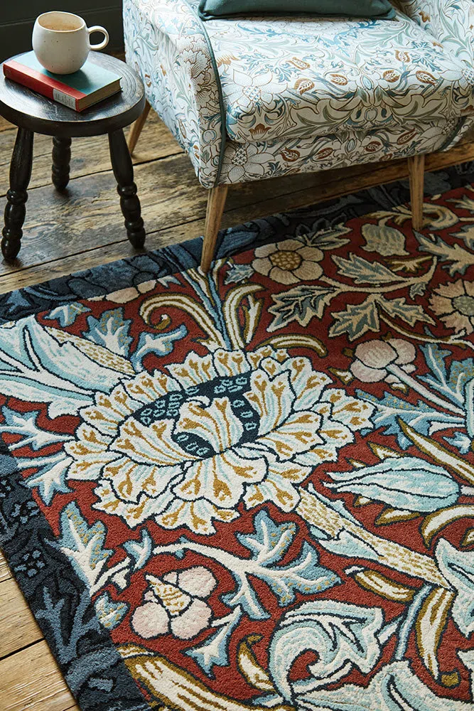 Morris & Co Trent Madder Red/Webb's Blue 127510 Rug - Image 4