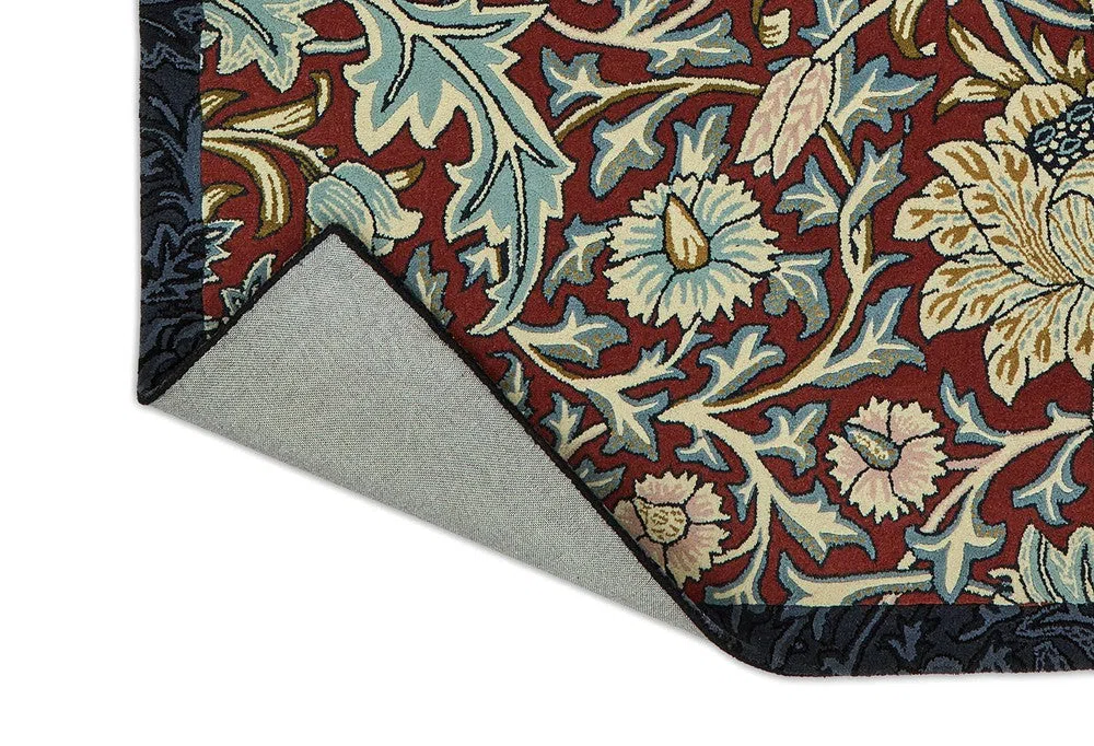 Morris & Co Trent Madder Red/Webb's Blue 127510 Rug - Image 7