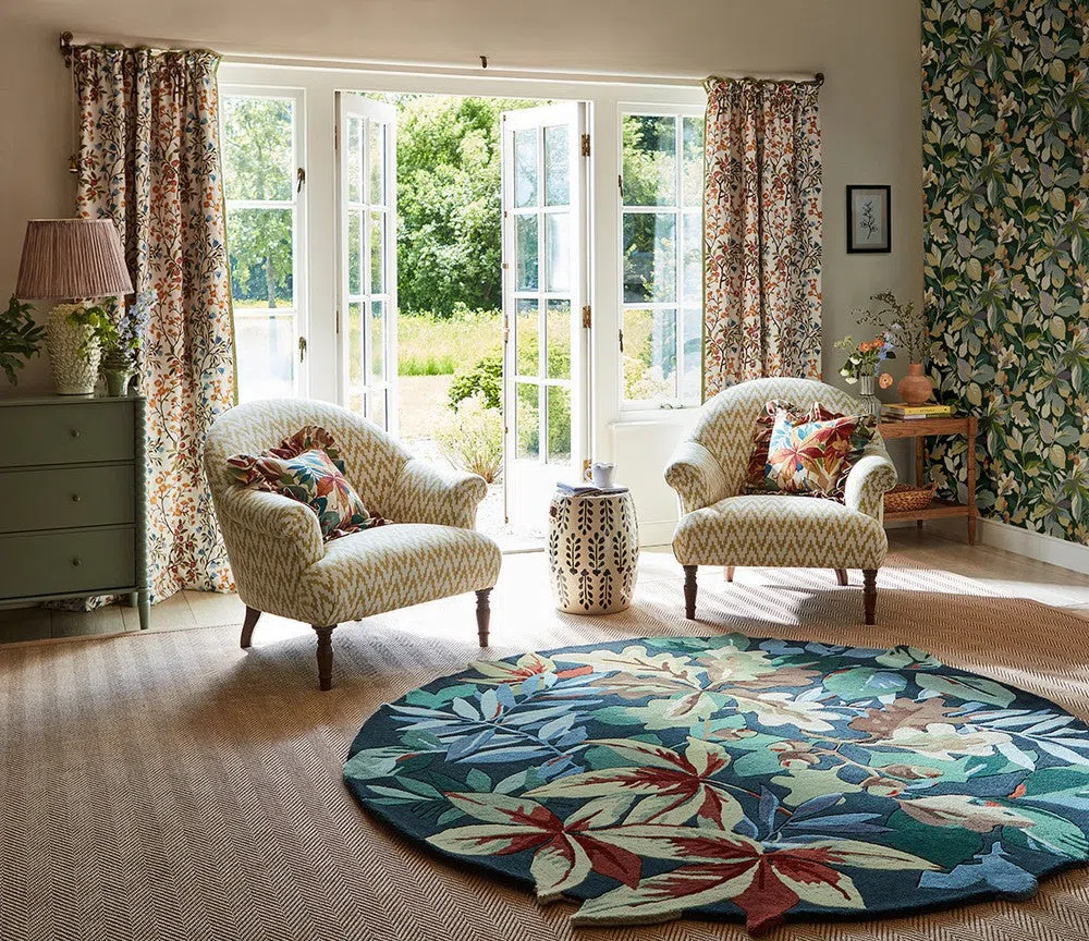Sanderson Robin's Wood Forest Green Round 146508 Rug - Image 2