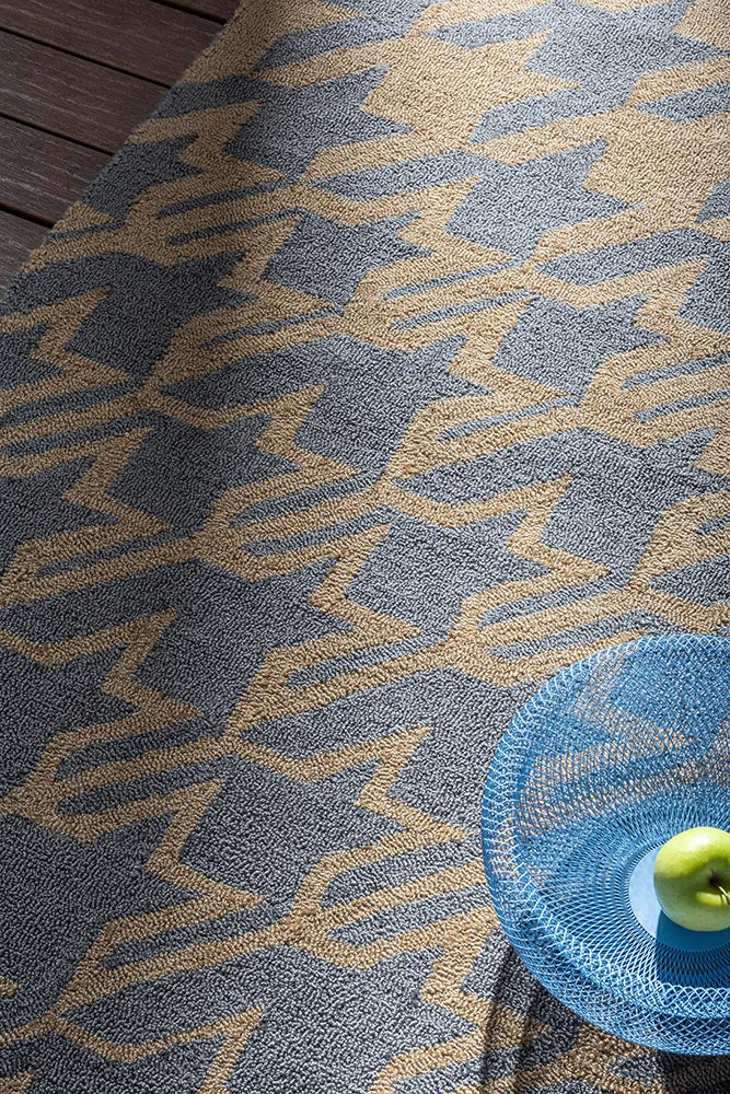 Ted Baker Houndstooth Washed Blue 455708 Outdoor Rug - Image 3
