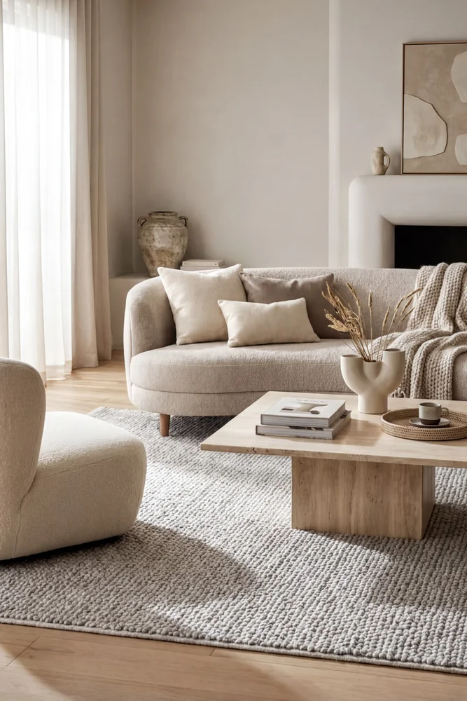 Boucle Grey Wool Rug - Image 2