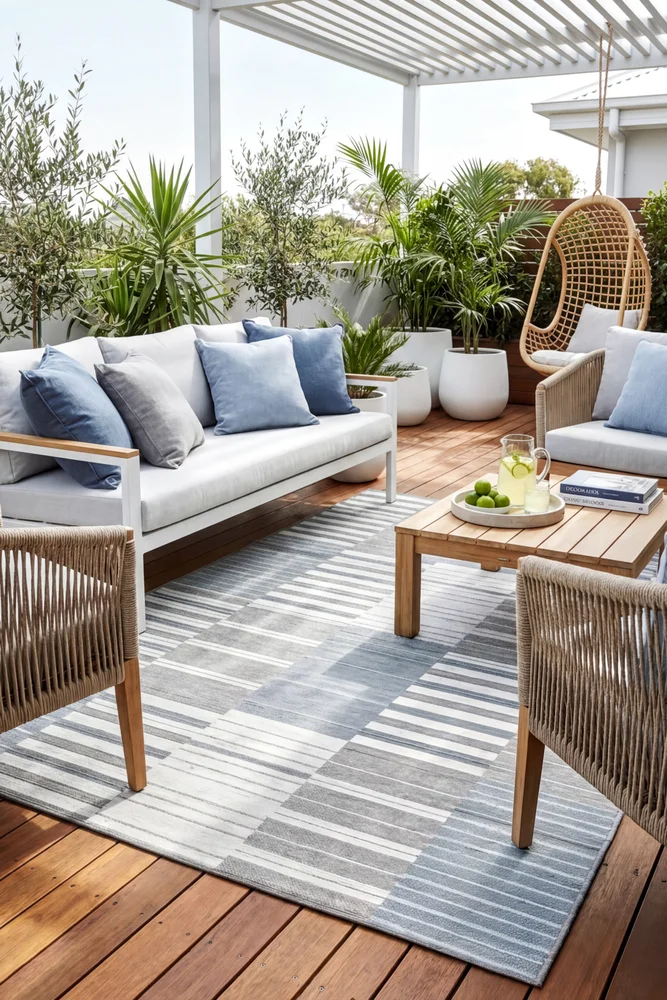 Vermont 54 Soft Blue Outdoor Rug - Image 2