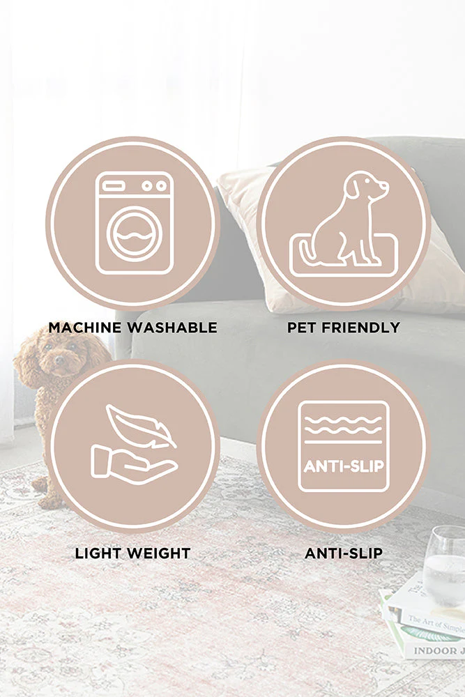 Bubble Natural Round Machine Washable Rug - Image 8