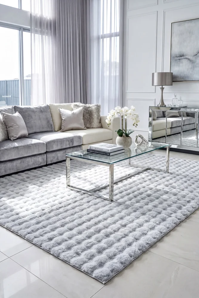 Bubble Silver Machine Washable Rug - Image 2