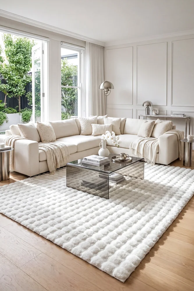 Bubble White Machine Washable Rug - Image 2