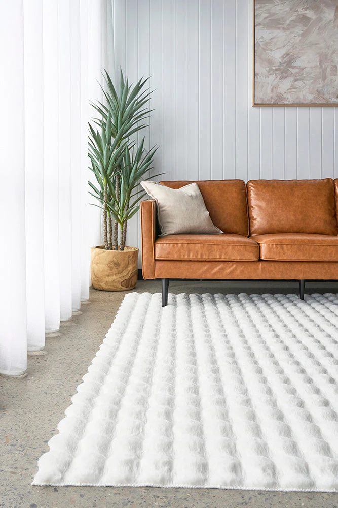 Bubble White Machine Washable Rug - Image 3