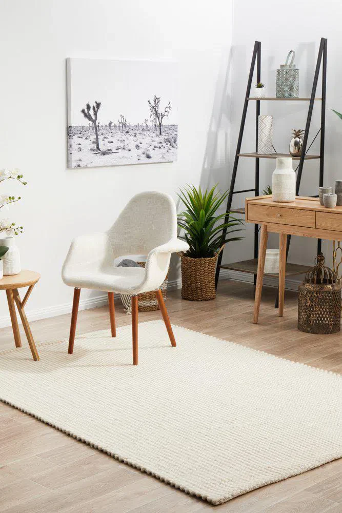 Carlos Felted Wool Rug White Natural - Image 3