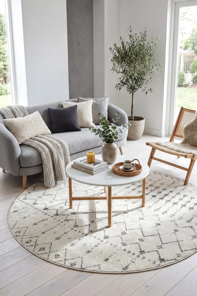 Chrome Elsa Silver Round Rug - Image 2