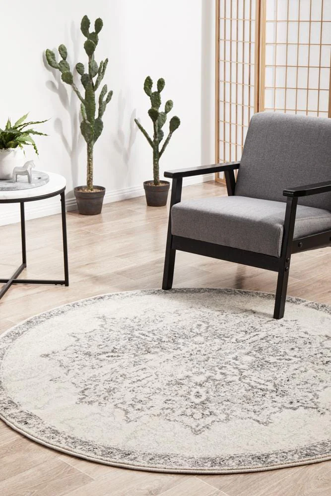 Chrome Rita Silver Round Rug - Image 4