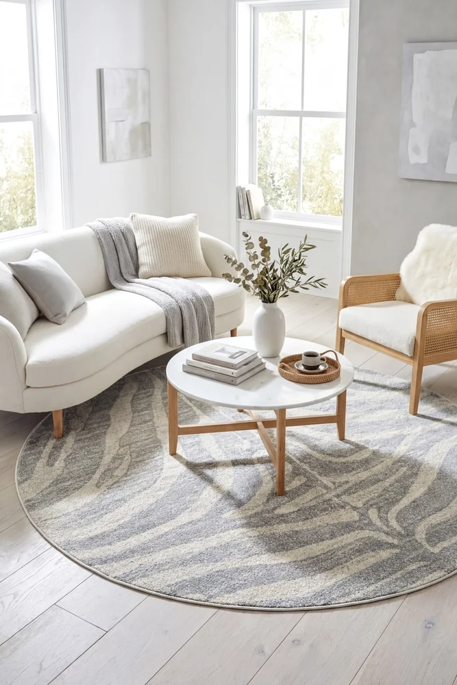 Chrome Savannah Silver Round Rug - Image 2