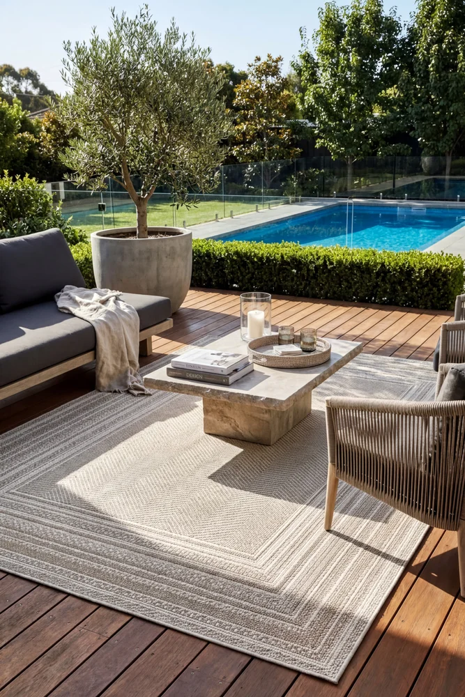 Colorado Lines Beige Outdoor Rug - Image 2