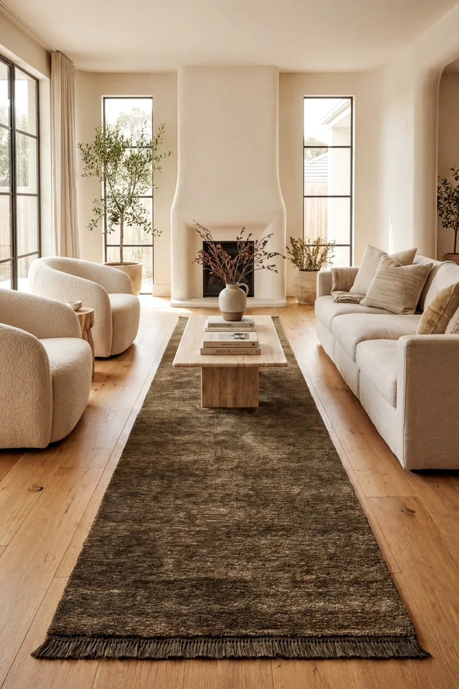 Conscious Loom Kinship Bear Brown Runner Rug