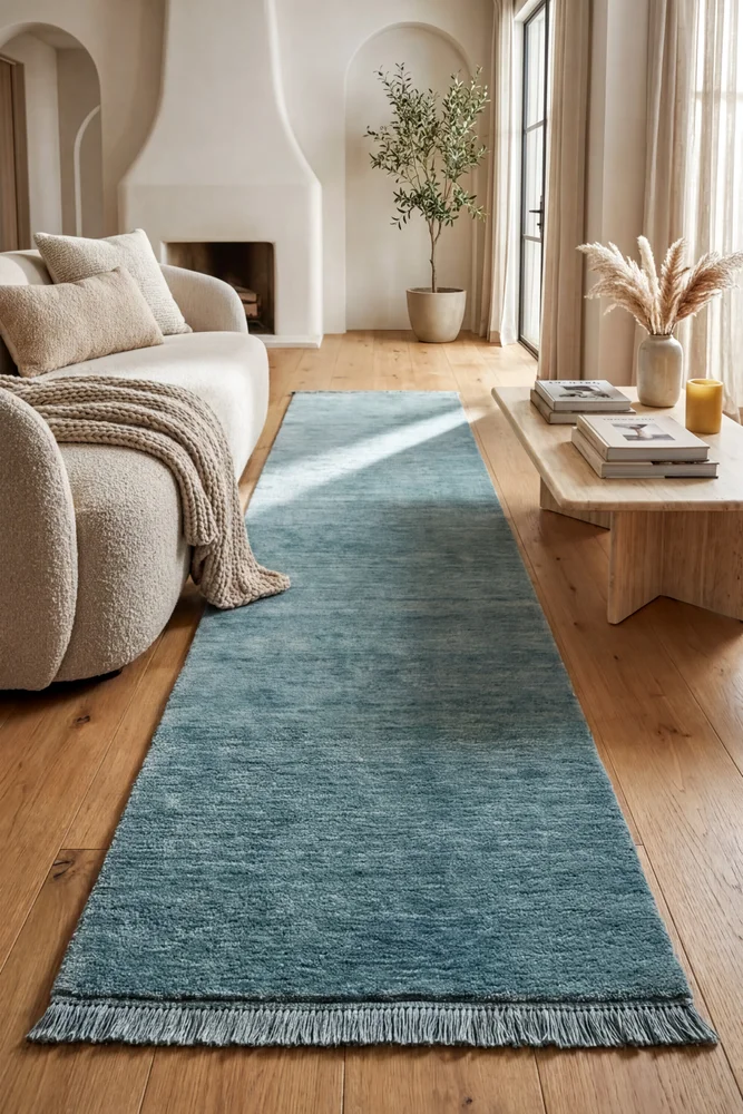 Conscious Loom Kinship Sky Blue Runner Rug