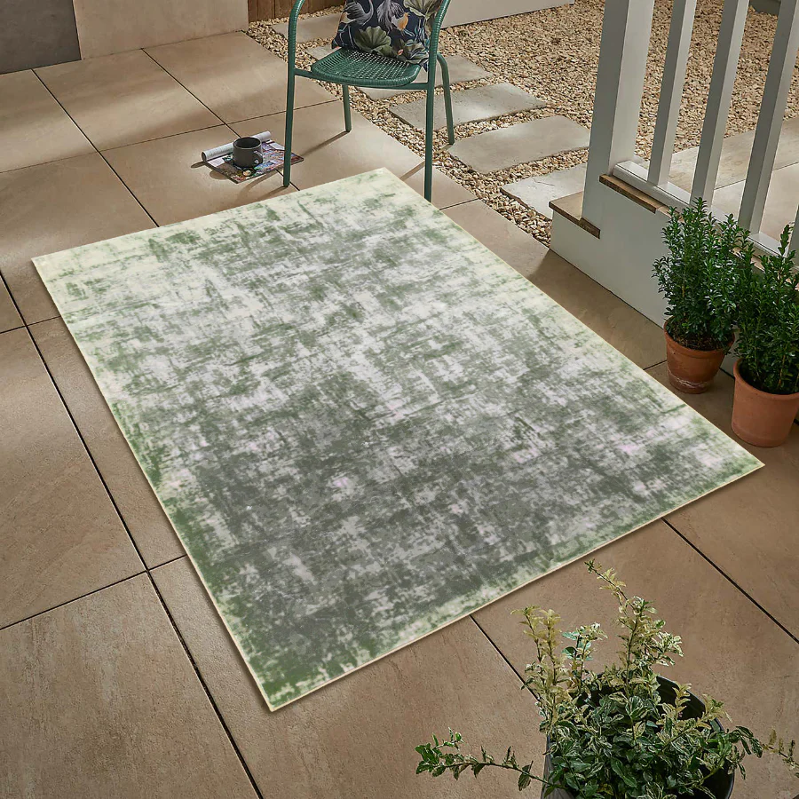 Denau Green Distressed Machine Washable Rug - Image 3