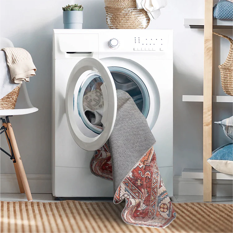 Dhruv Multicoloured Distressed Machine Washable Rug - Image 9