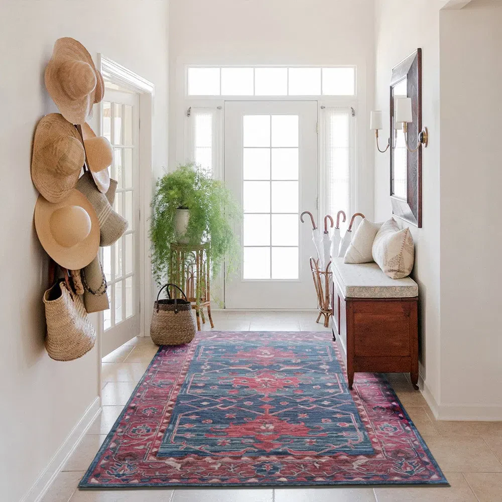 Dibru Multicolour Traditional Machine Washable Rug - Image 3
