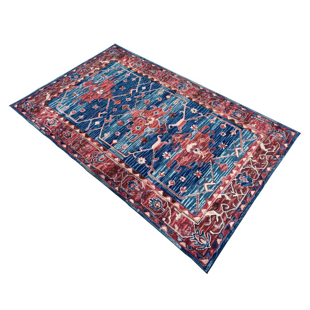 Dibru Multicolour Traditional Machine Washable Rug - Image 6