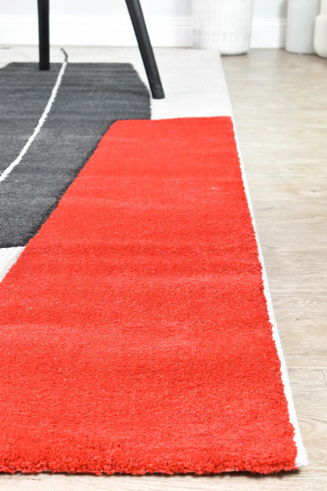 Aria Grey Red Abstract Rug - Image 4