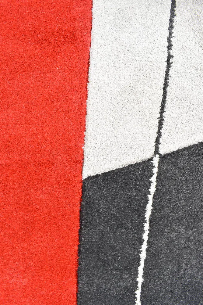 Aria Grey Red Abstract Rug - Image 6