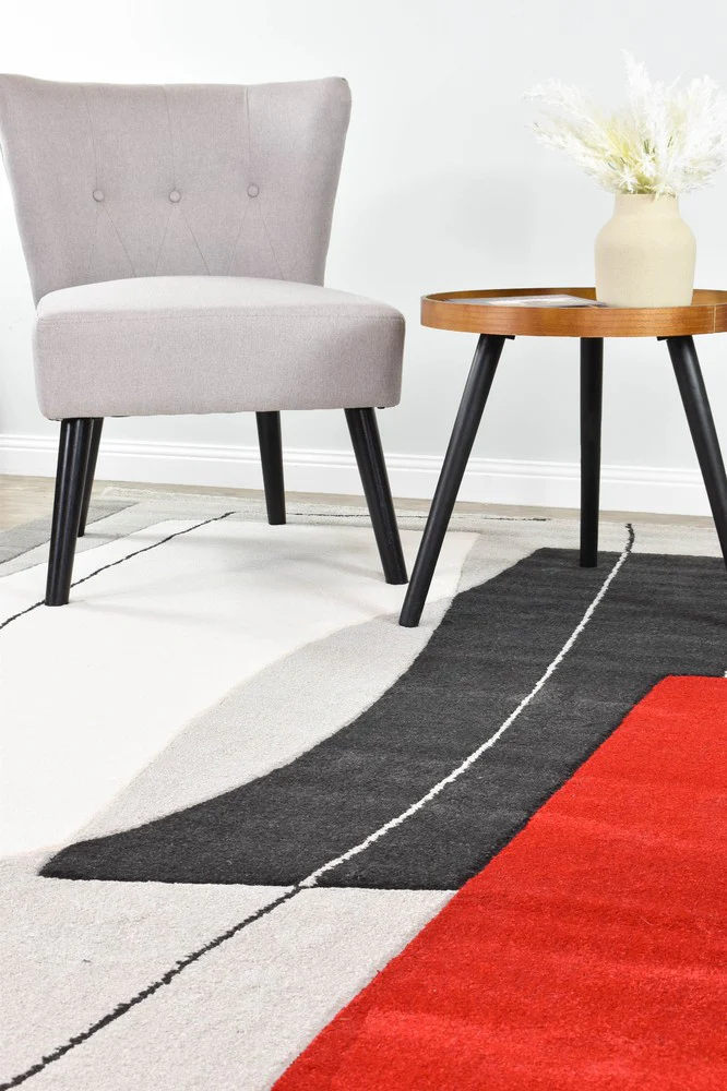Aria Grey Red Abstract Rug - Image 8