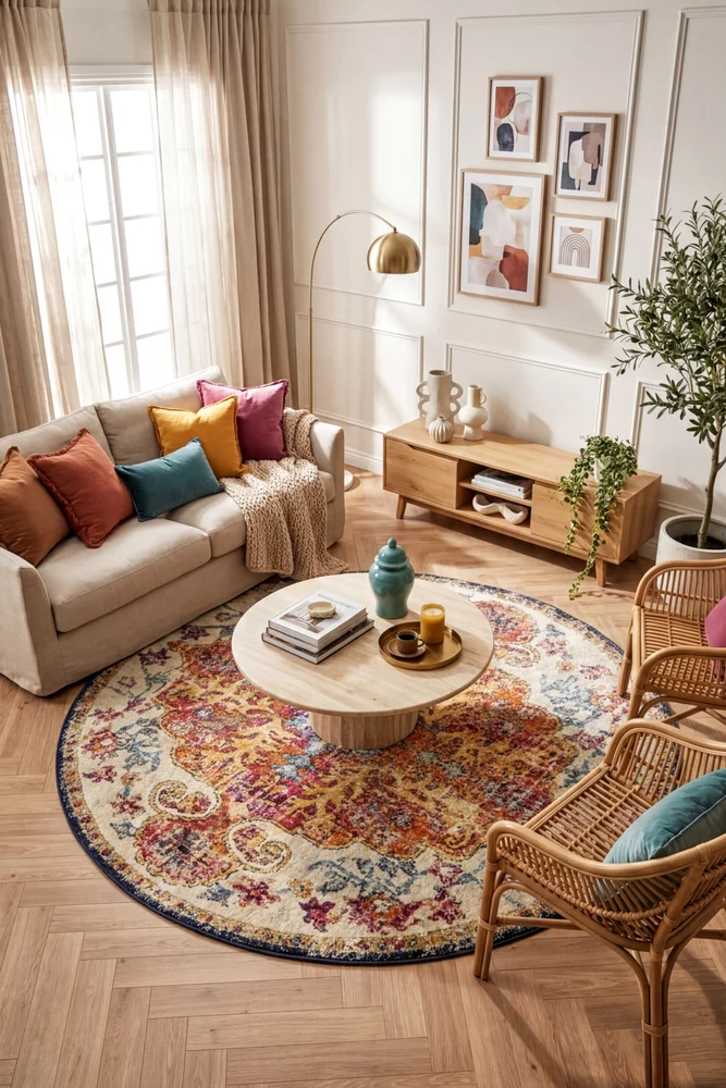 Evoke Carnival White Transitional Round Rug - Image 2
