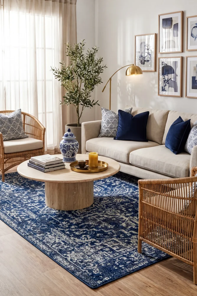 Evoke Contrast Navy Transitional Rug - Image 2