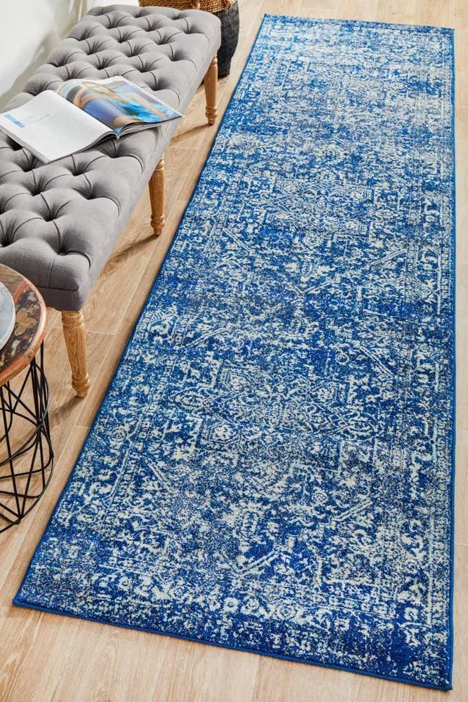 Evoke Contrast Navy Transitional Runner Rug - Image 3