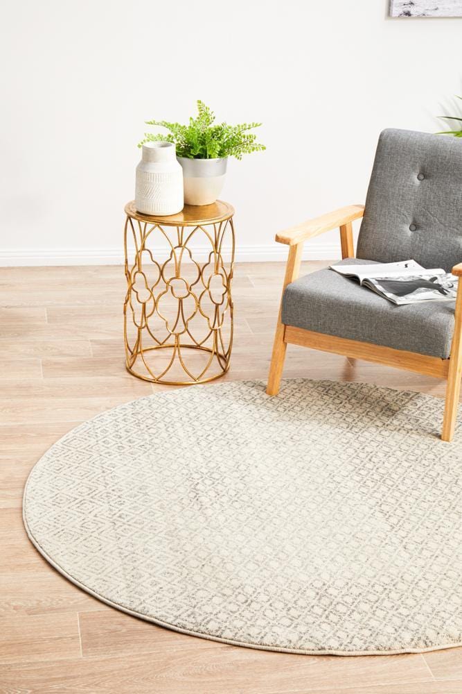 Evoke Diamond Grey Transitional Round Rug - Image 5