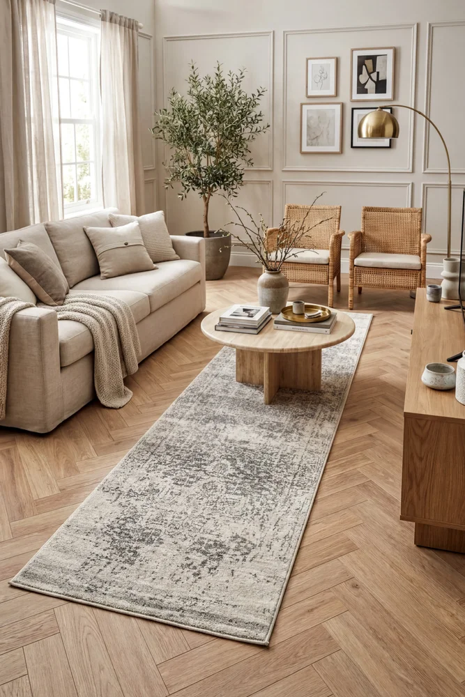 Evoke Dream White Silver Transitional Runner Rug