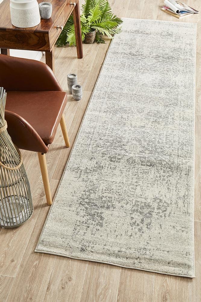 Evoke Dream White Silver Transitional Runner Rug - Image 3
