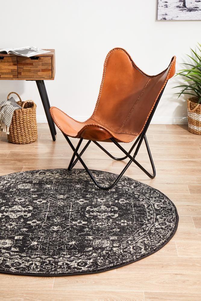 Evoke Estella Charcoal Transitional Round Rug - Image 3
