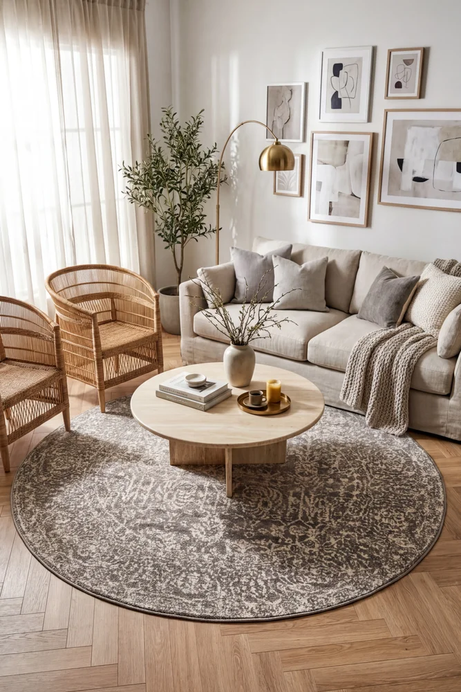 Evoke Homage Grey Transitional Round Rug - Image 2