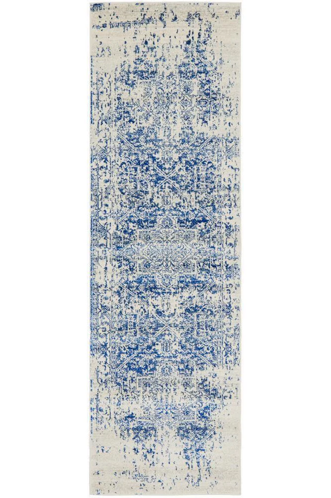 Evoke Horizon White Navy Transitional Runner Rug - Image 2
