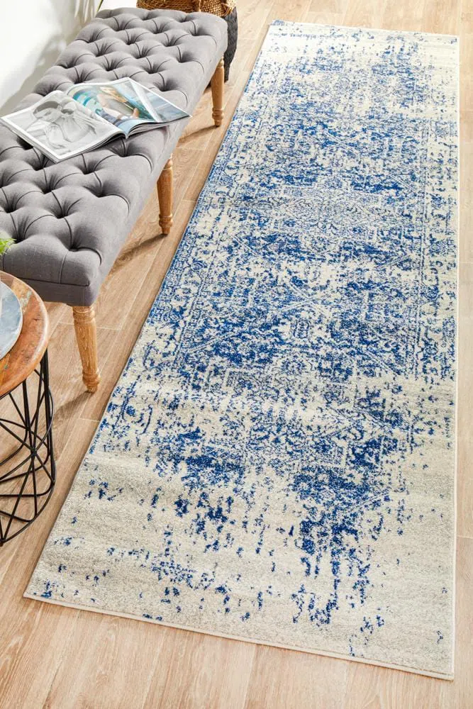 Evoke Horizon White Navy Transitional Runner Rug - Image 3